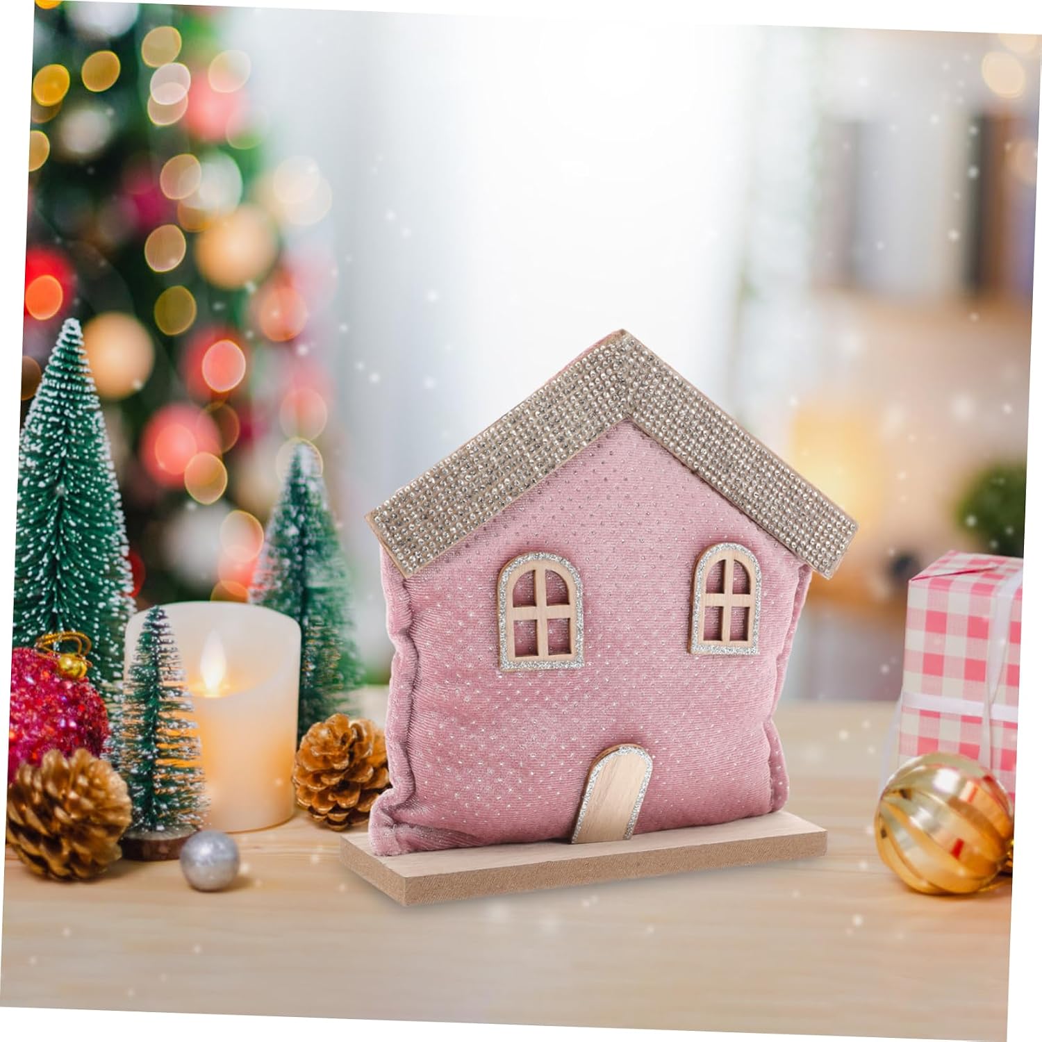 Christmas House Model Decoration Safe Materials for Festive Tabletop Display for Desktops Shelves and Holiday Decor Xmas House Craft