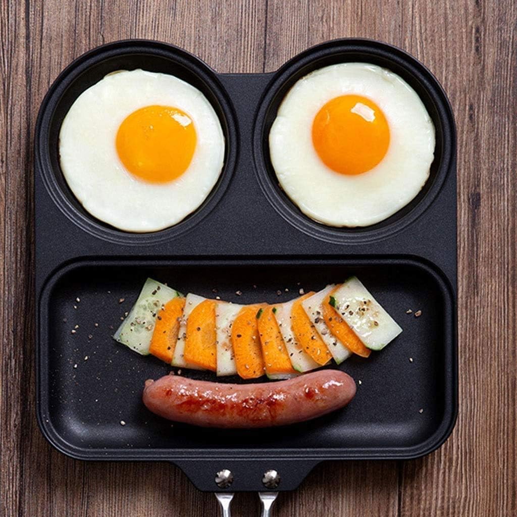 Black Pan - Multifunctional Non-stick Pan with Metal Three-hole Design Household Cookware