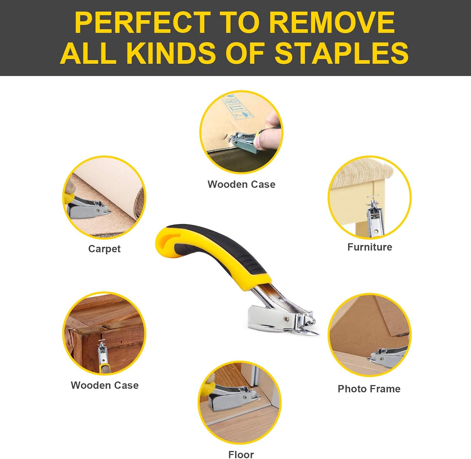 Staple Remover, Staple Puller Tool with Ergonomic Handle, Upholstery and Construction Heavy Duty Staple Removers for Removing All Kinds of Nails in Furniture, Floor, Wooden Box, Photo Frame, Carpet : Office Products