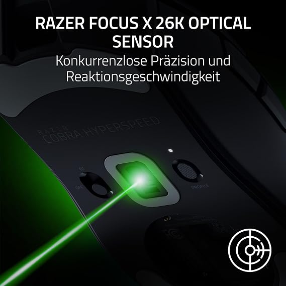 Razer Cobra HyperSpeed - Wireless Lightweight Customizable Gaming Mouse - 62g - 26K DPI Sensor - AI Prompt Master - 1000Hz Polling Rate - Wireless 2.4GHz & Bluetooth - Chroma RGB - PC/Mac Black