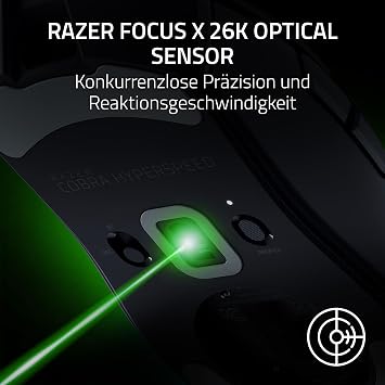 Razer Cobra HyperSpeed - Wireless Lightweight Customizable Gaming Mouse - 62g - 26K DPI Sensor - AI Prompt Master - 1000Hz Polling Rate - Wireless 2.4GHz & Bluetooth - Chroma RGB - PC/Mac Black