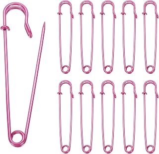 sourcing map 20 pines de seguridad de 100 mm de acero horneado, gran alfiler de seguridad de costura resistente a granel para ropa, artes de costura, manualidades, color rojo rosa