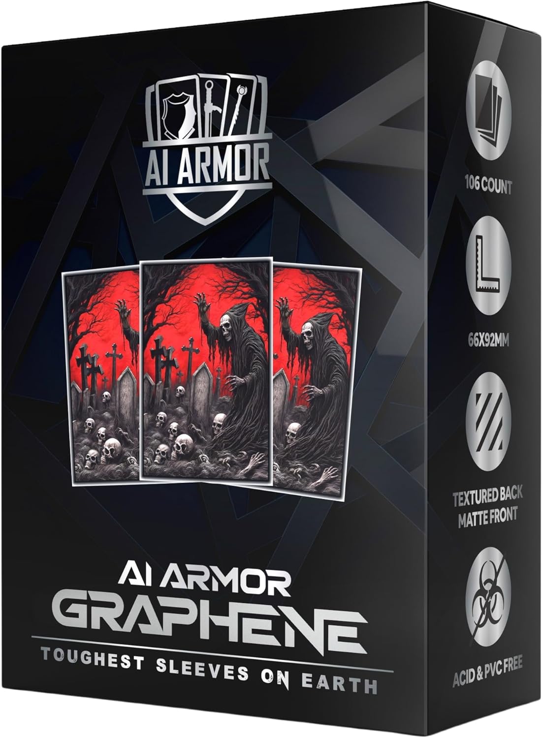 Graphene -100ct Textured Matte TCG/MTG Art Sleeves (Red/Black Necromancer)