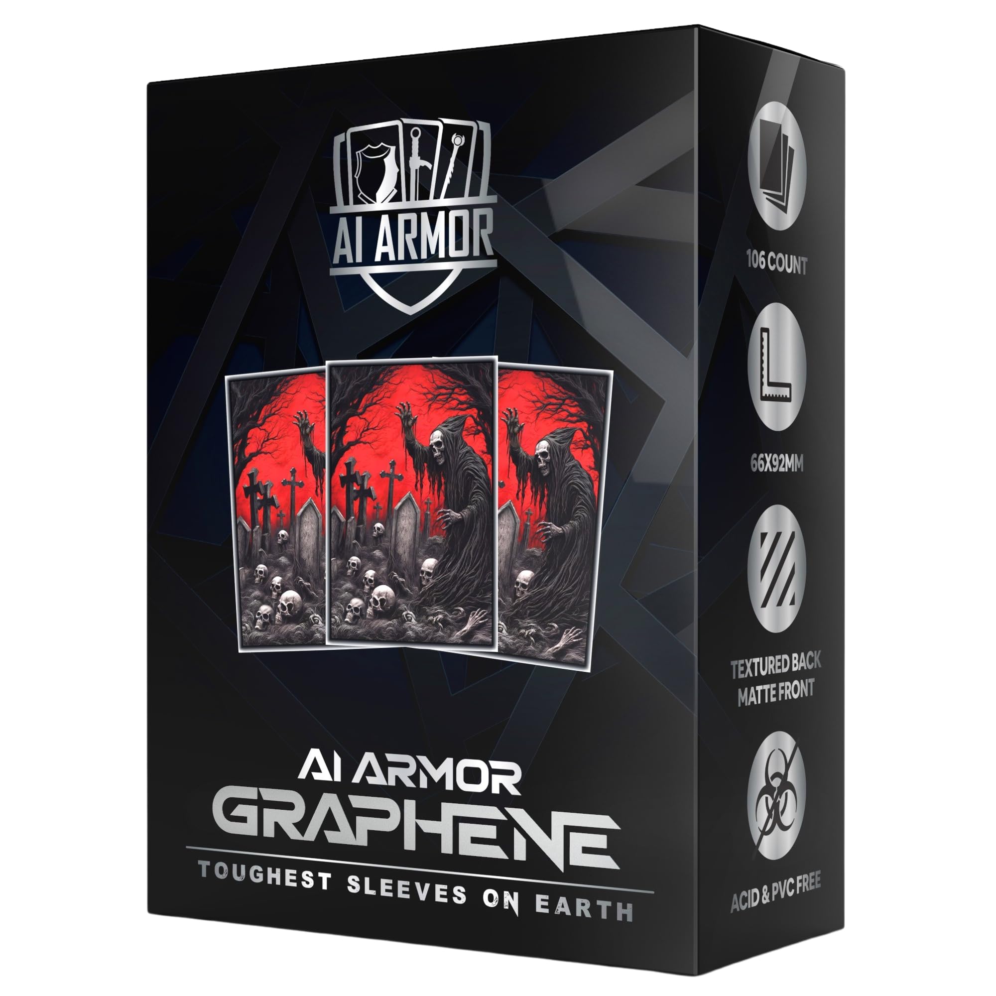Realm Guard Graphene -100ct Textured Matte TCG/MTG Art Sleeves (Red/Black Necromancer)