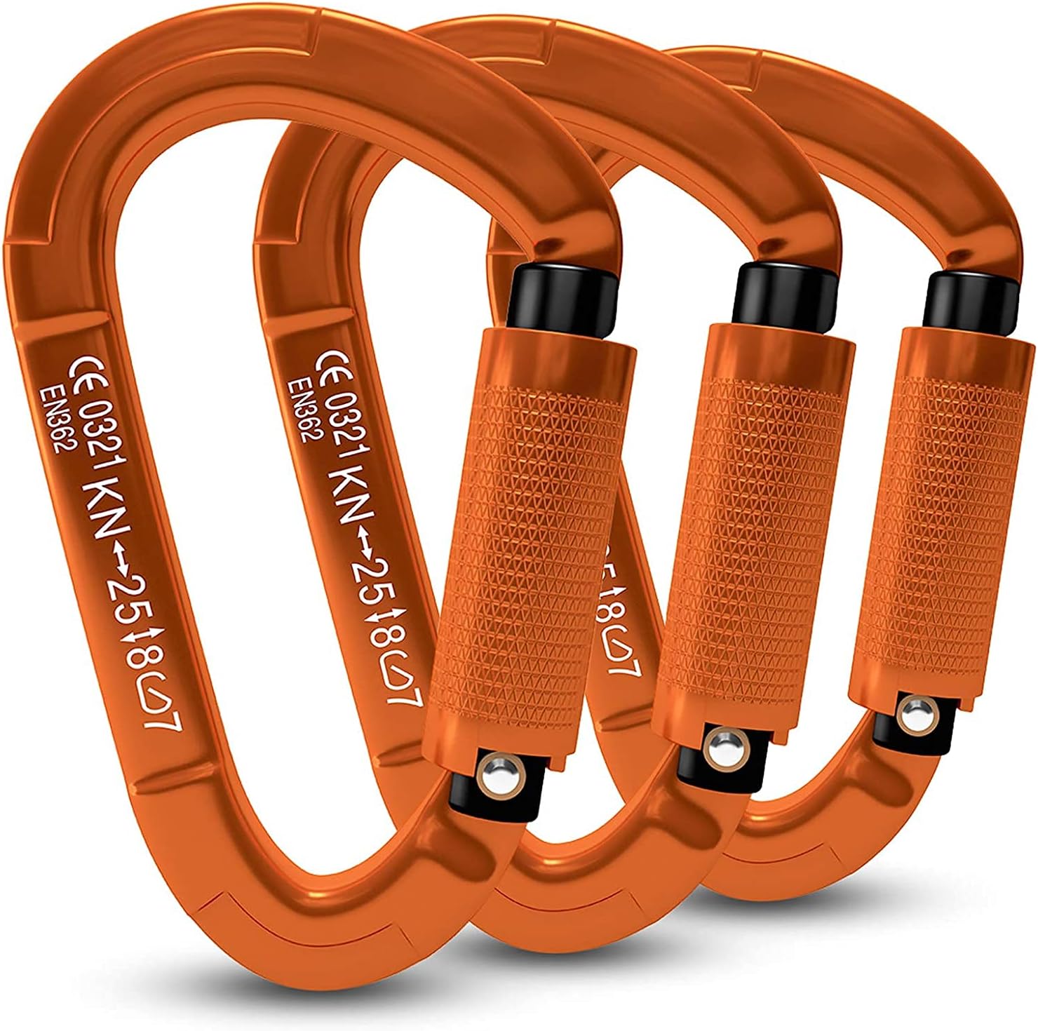 Karabiner Klettern Kletterausrstung,3 Stck UIAA-Zertifiziert 25KN Auto Locking Kletterkarabiner Clips fr Hngematten, Schaukel, Locking Hundele