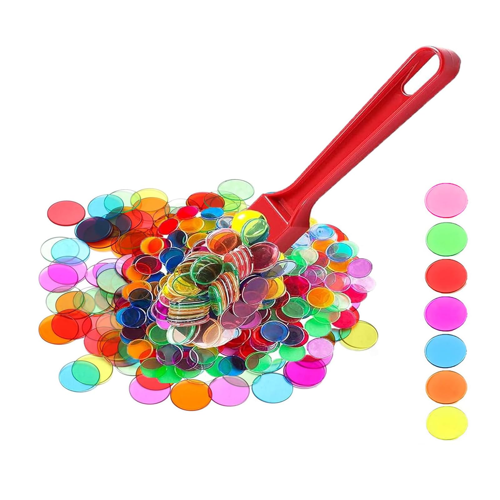 FAINCA 1 Pcs Red Magnetic Wand with 100 Pcs Mix Color Chips Random Color Bingo Lotto Game Set Bingo Chips Set Transparent Counters for Learning Accessories Alphanumeric Counting and Sorting Chess