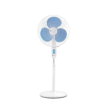 Orient Electric Stand-82 400 MM Oscillating Pedestal Fans | PP Plastic Stand Fan with Tilt Mechanism | High Air Delivery | Aesthetic Design with Telescopic Arrangement (Crystal White & Sky Blue)