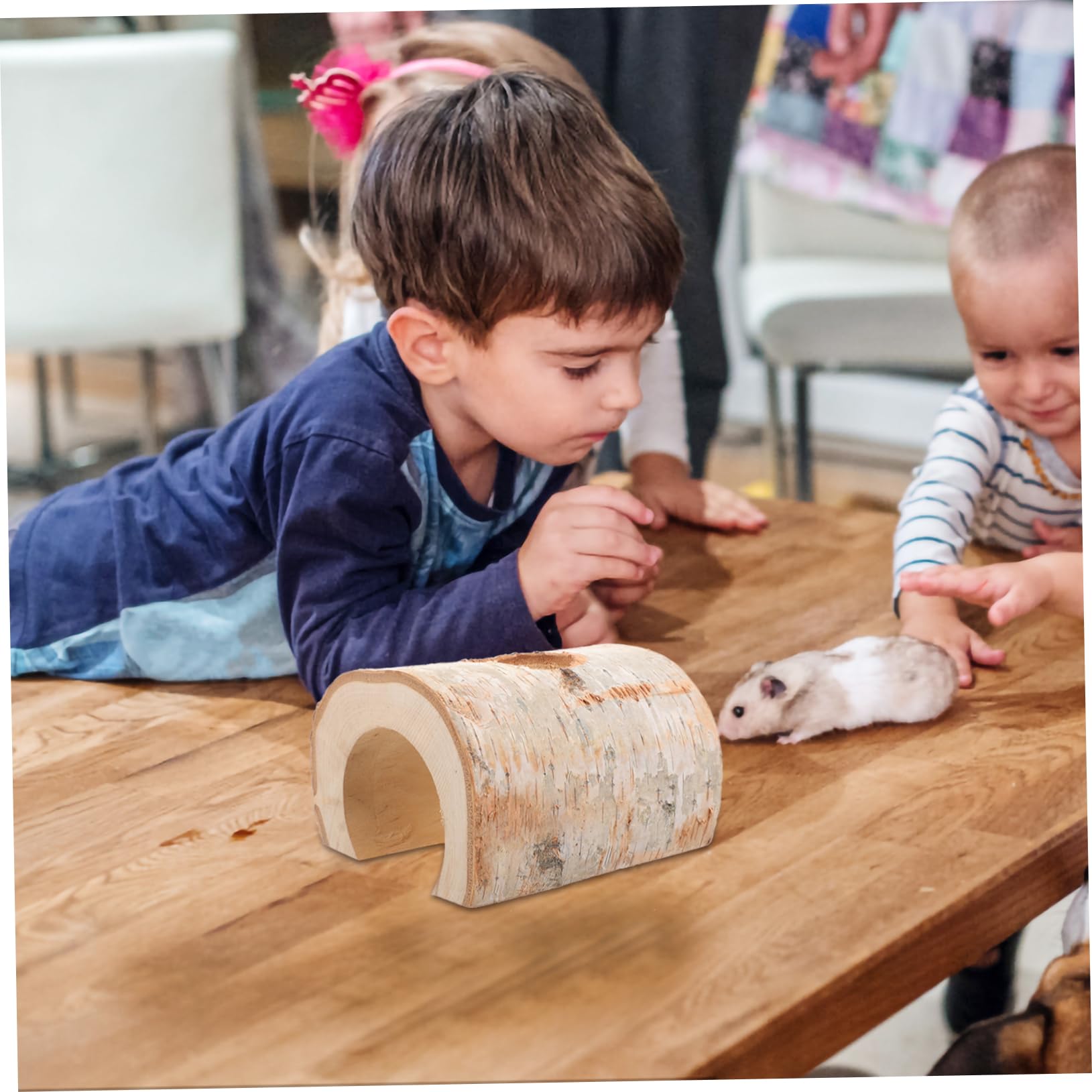 Hamstertunnel aus Stabilem Holz 15cm Breit Natural Hamsterhöhlenspielzeug für Zwerghamster Rennmäuse und Mäuse Käfigversteck und Kautunnel