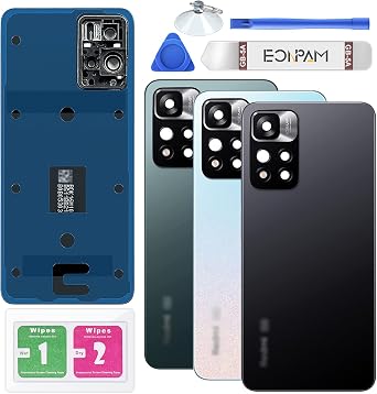 Back Glass Replacement for Xiaomi Redmi Note 11 Pro+ Plus Back Cover Rear Housing with Camera Lens + Repair Tool Kit Genuine Rear Glass Black