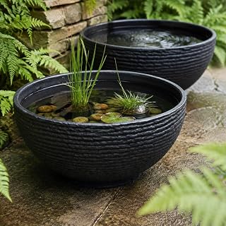 Muddy Hands Pack of 2 Large Stone Effect Water Feature Bowls, 40.5cm Rou...