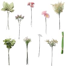 Floroom Artificial Greenery Stems Box Set, 45pcs with 6 Kinds of Faux Greenery Flowers Picks for DIY Bridal Bouquets Wedding Floral Arrangement Table Centerpieces, Dusty Rose & Green
