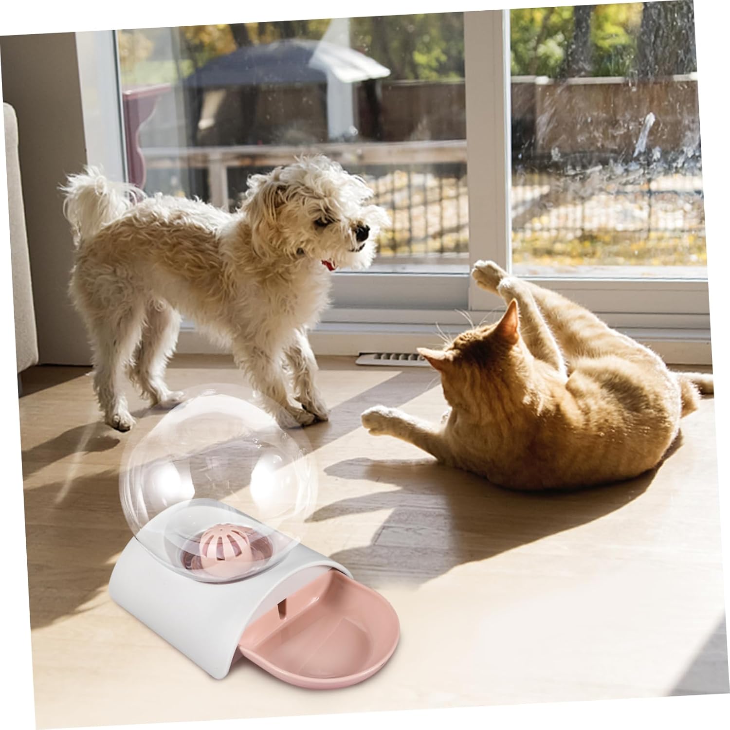 Large Capacity Pet Water Fountain Dog Cat Automatic Waterer Bubble Water Bowl Easy Siphon Discharge Abs Acrylic Practical Pet Supplies