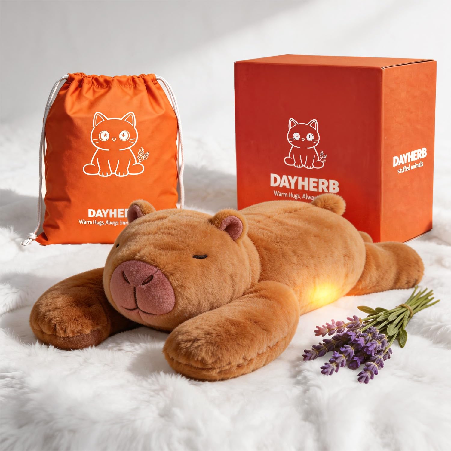 Ważona Maskotka Kapibara, 58 cm, Lawenda, Podgrzewana w Mikrofali, dla Dzieci i Dorosłych (2-Brązowa Kapibara)