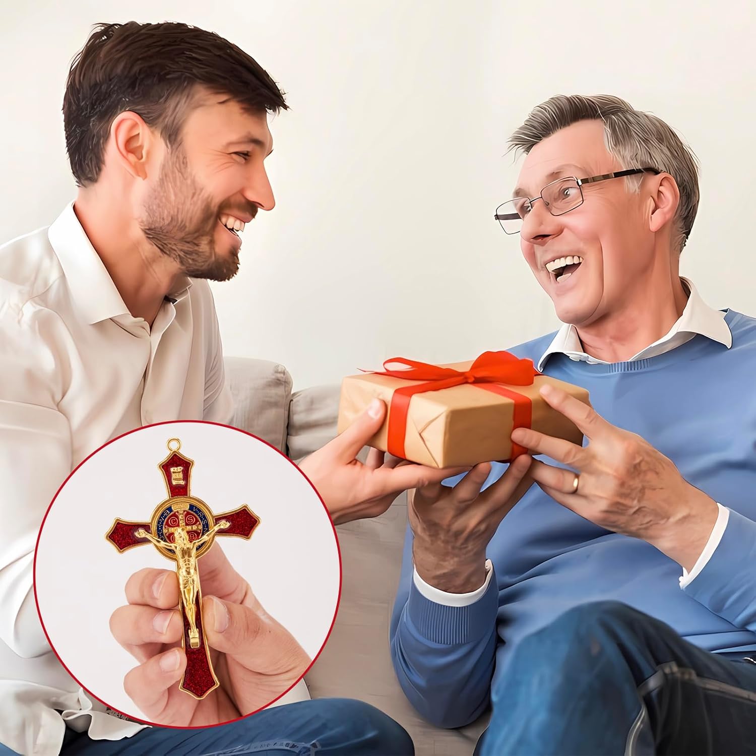 St Benedict Crucifix Red,Crucifix Wall Cross For Catholic Decor,Medalla De San Benito,Jesus Christ Hanging Cross Wall Decor,Crucifijo Del Perdon,Saint Benedict Medal Prayer For Home Decoration - Image 4