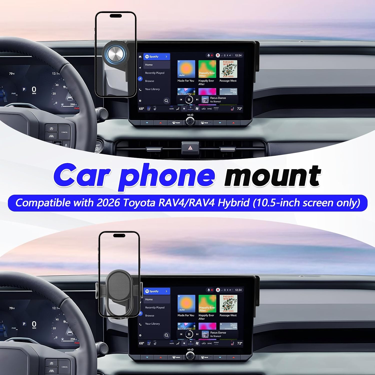 Sunsdrew Car Phone Holder for Toyota RAV4 2026 Accessories 10.5-Inch Screen