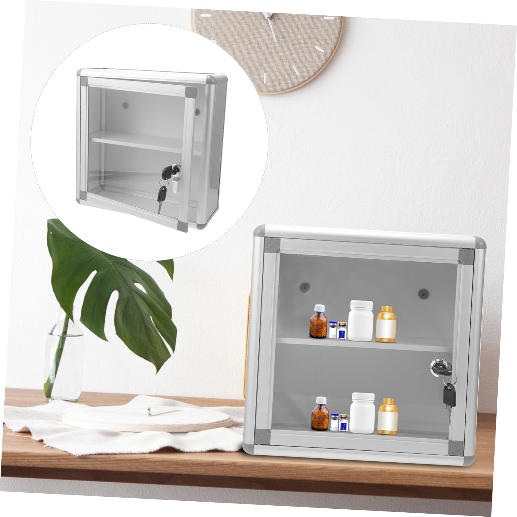 Botiquín de Pared para Guardar Medicamentos y Objetos de Valor Cerradura de Aleación de Aluminio, Diseño Seguro y Multiusos en Oficina o Coche