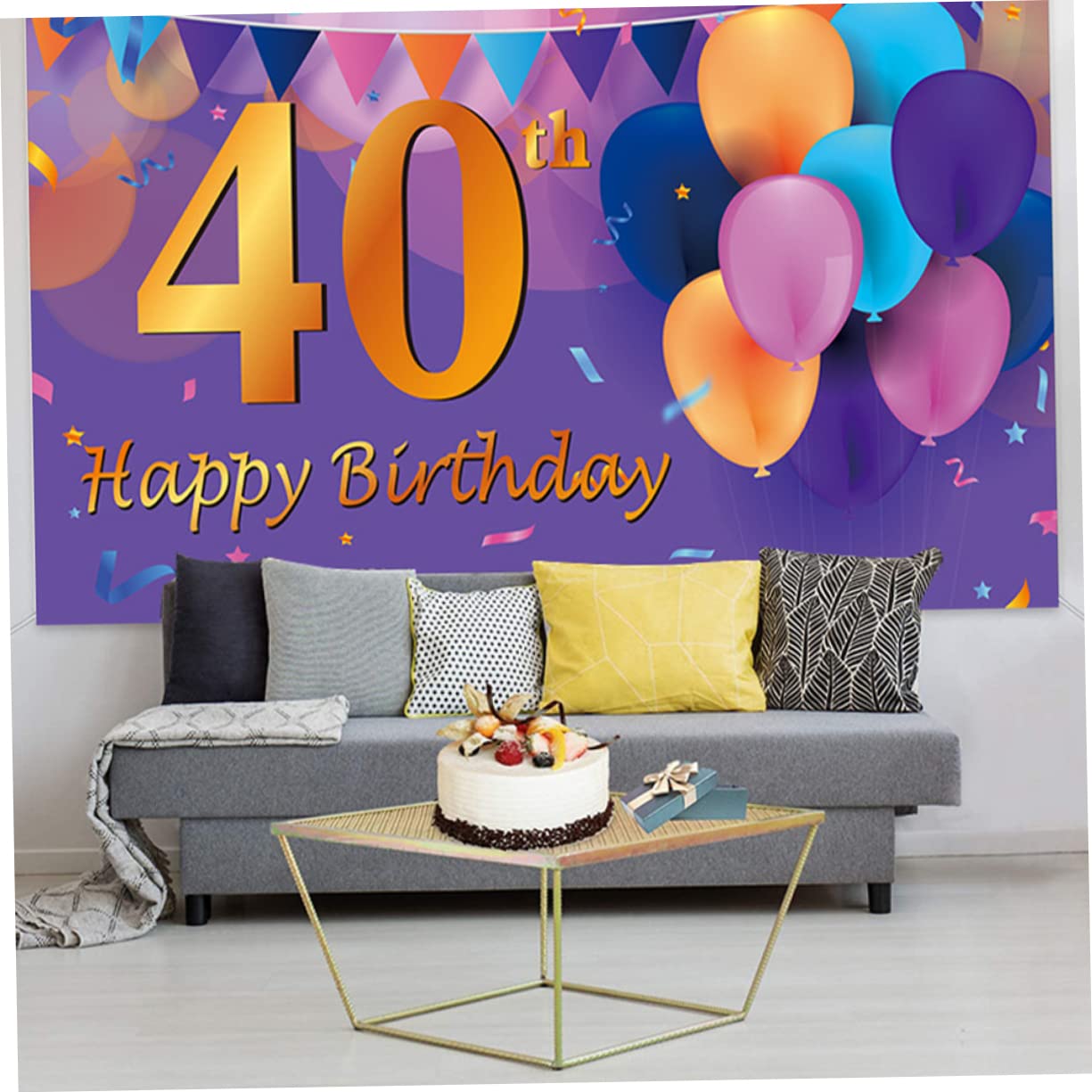 DOITOOL 2 Pezzi Di Compleanno Banner Finiture In Oro Ciondolo In Oro Compleanno Stand Prop Festa Di Compleanno Decorazioni In Oro 40Esimo Compleanno Stamina Banner Pendenti