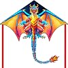 HONBO Children's Kite Large Delta Kites for Children and Adults for Beach Trip Outdoor Games Perfect for Beginners String Line Includes Toys Easy to Fly Kites with Coloured Colours Tail