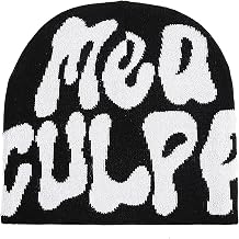 TaowaveWomen Beanie Y2k Hat,MEA Culpa Graphic Beanies Designs,Winter Hat Knit Skull Cap for Women