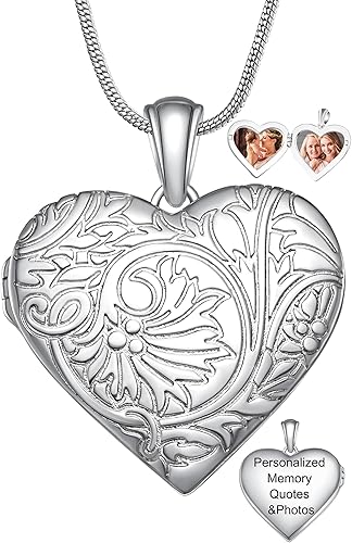 Fanery sue Collar con medallón de corazón que sostiene imágenes, collares personalizados con fotos personalizadas, con imagen en el interior,