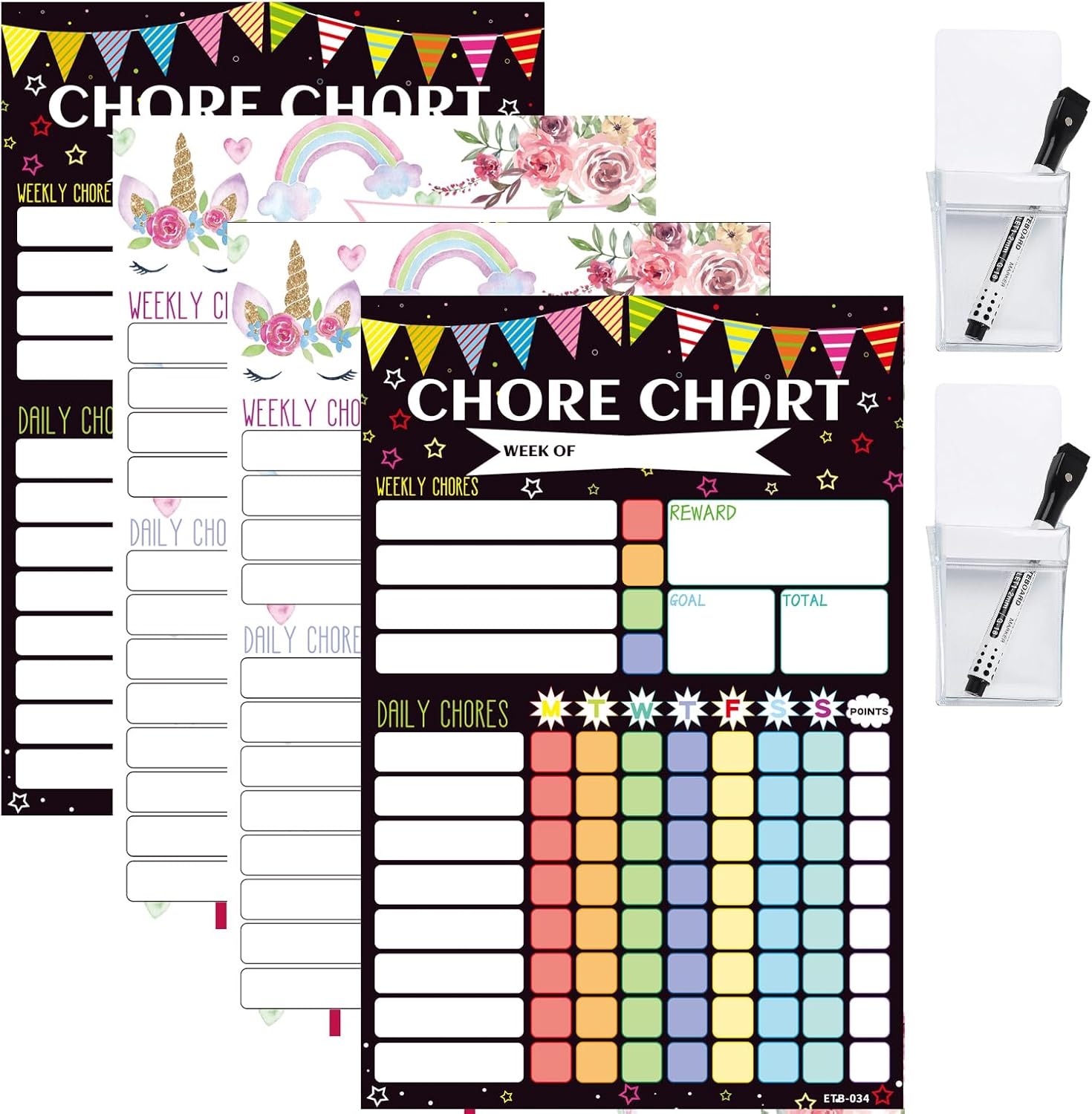 ASHLEY PRODUCTIONS Magnetic Dry Erase Chore Chart - 8.5x11 Inch Whiteboard For Home & Classroom