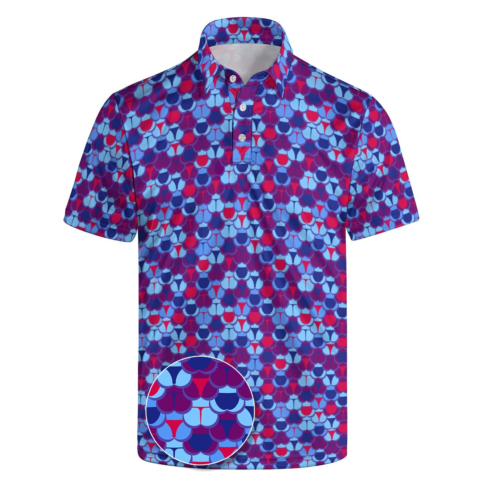 Men's Funny Golf Shirts Hawaiian Polo Shirts 80S Flashes Polo Shirts Funny Hawaiian Beach Summer Golf Polo Shirts