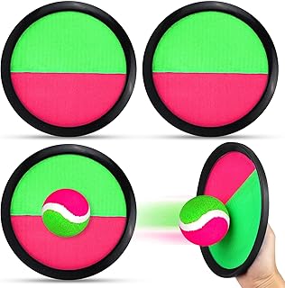 ألعاب راكيتوني بشريط فيلكرو من اتوكسينج لعبة كرة للأطفال كرات مضارب مثيرة للاهتمام في الهواء الطلق بلاستيك أحمر