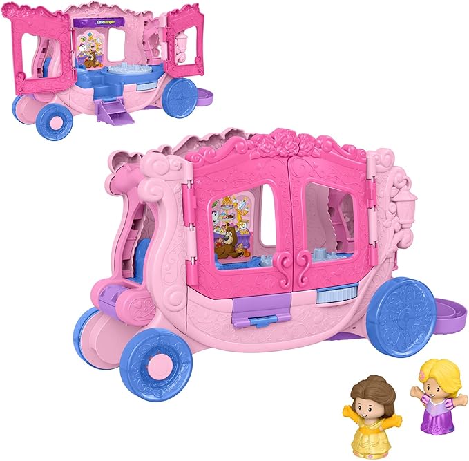 Fisher-Price Little People Disney Princesas Conjunto de Juego Carroza Musical con Figuras para Juego de imitación, Jugue