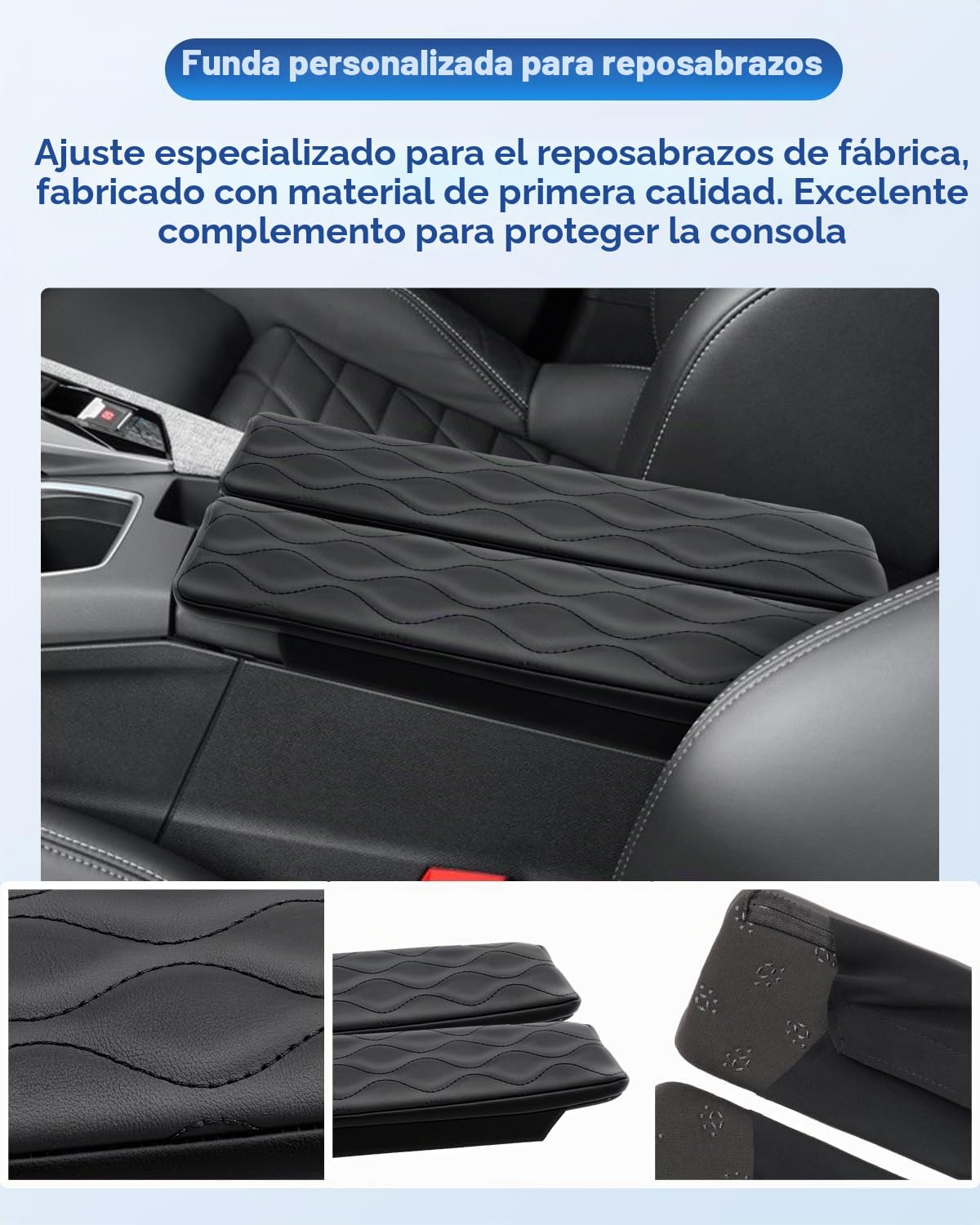 CDEFG Compatible con Peugeot 3008 5008 E-3008/E-5008 2024 2025 Reposabrazos central Cubierta de la consola central de cuero sintético Reposabrazos Cubierta Coche e3008 GT Line Accesorios (Esponja