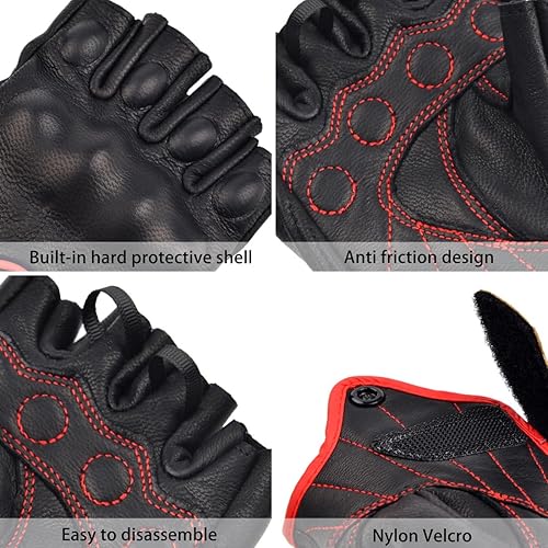 Miniatura 2 de Guantes de motocicleta sin dedos para mujer Harssidanzar, protección de nudillos duros, guante de conducción, de equitación, de motociclista, de