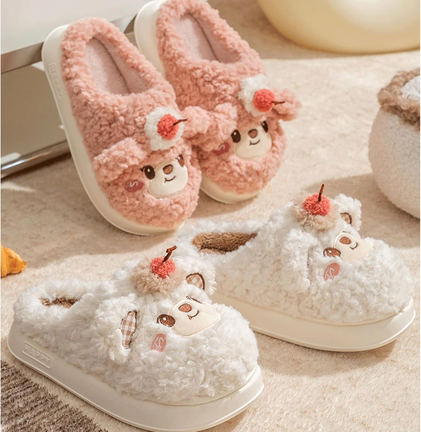 Genérico Pantuflas De Algodón con Estampado Animal, Cálidas Y Antideslizantes, De Felpa Suave, Aptas para Uso En Interiores Y Exteriores, Regalo Ideal para Otoño E Invierno (Brown 36 EU)