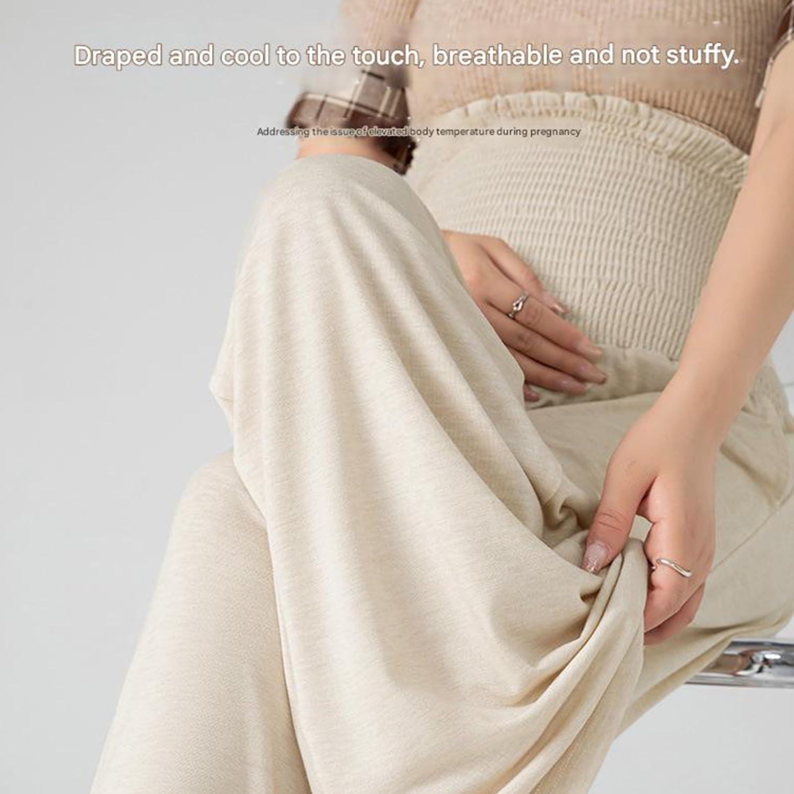 Pantalon de maternité large élastique ventre respirant polyester pour la grossesse confort printemps automne vêtements loisirs automne