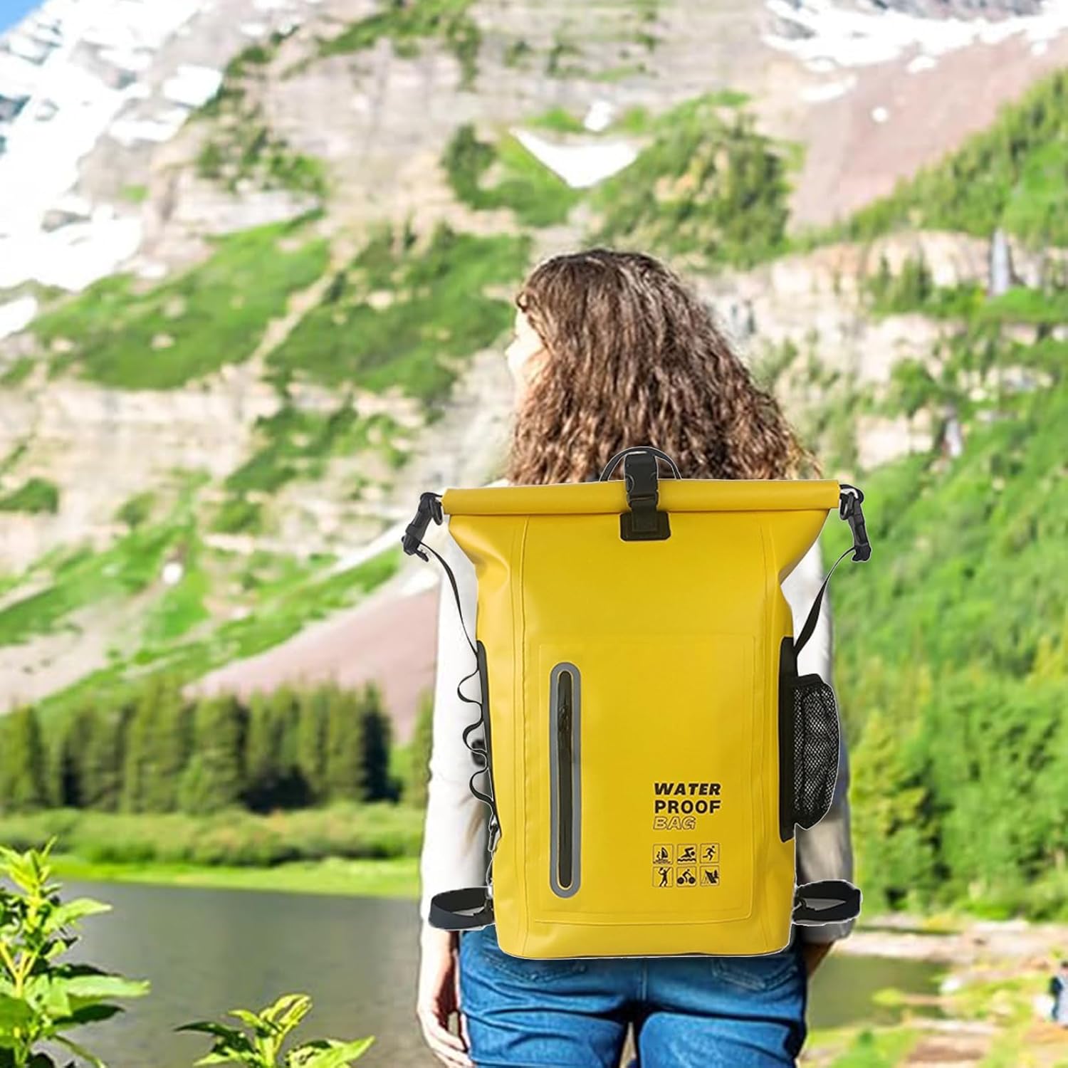Dry Bags, Comfortable Versatile for Outdoor, Waterproof Dry Bag - Roll Top Waterproof Backpack Sack, Dry Bag for Kayaking, Beach, Rafting (Yellow)