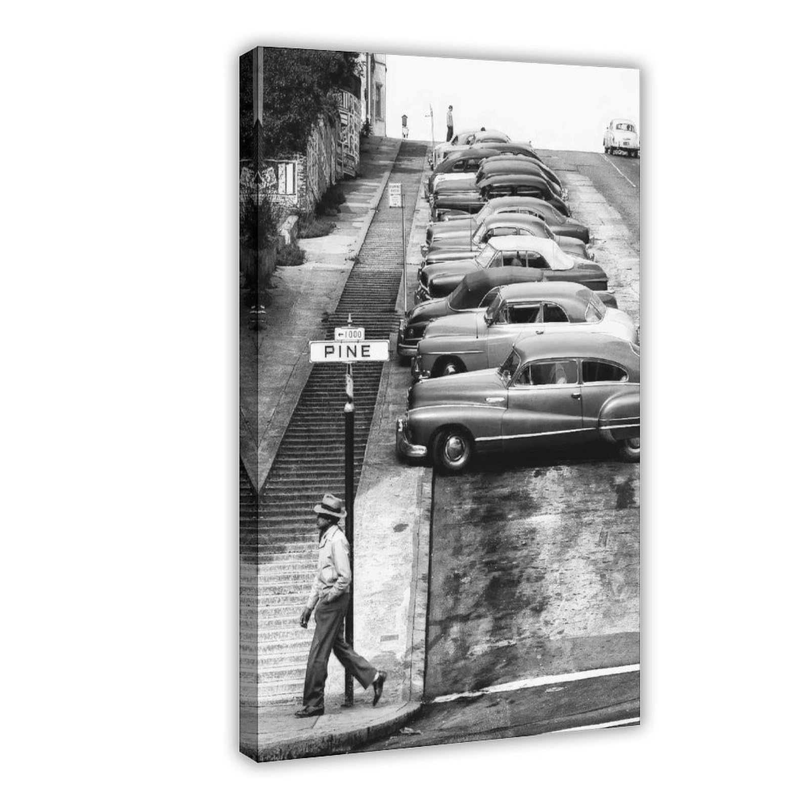 Pine Street Fotografia vintage, decorazione da parete retrò su tela, poster per camera da letto, decorazione per ufficio, camera da letto, regalo, 61 cm L x 91,4 cm W
