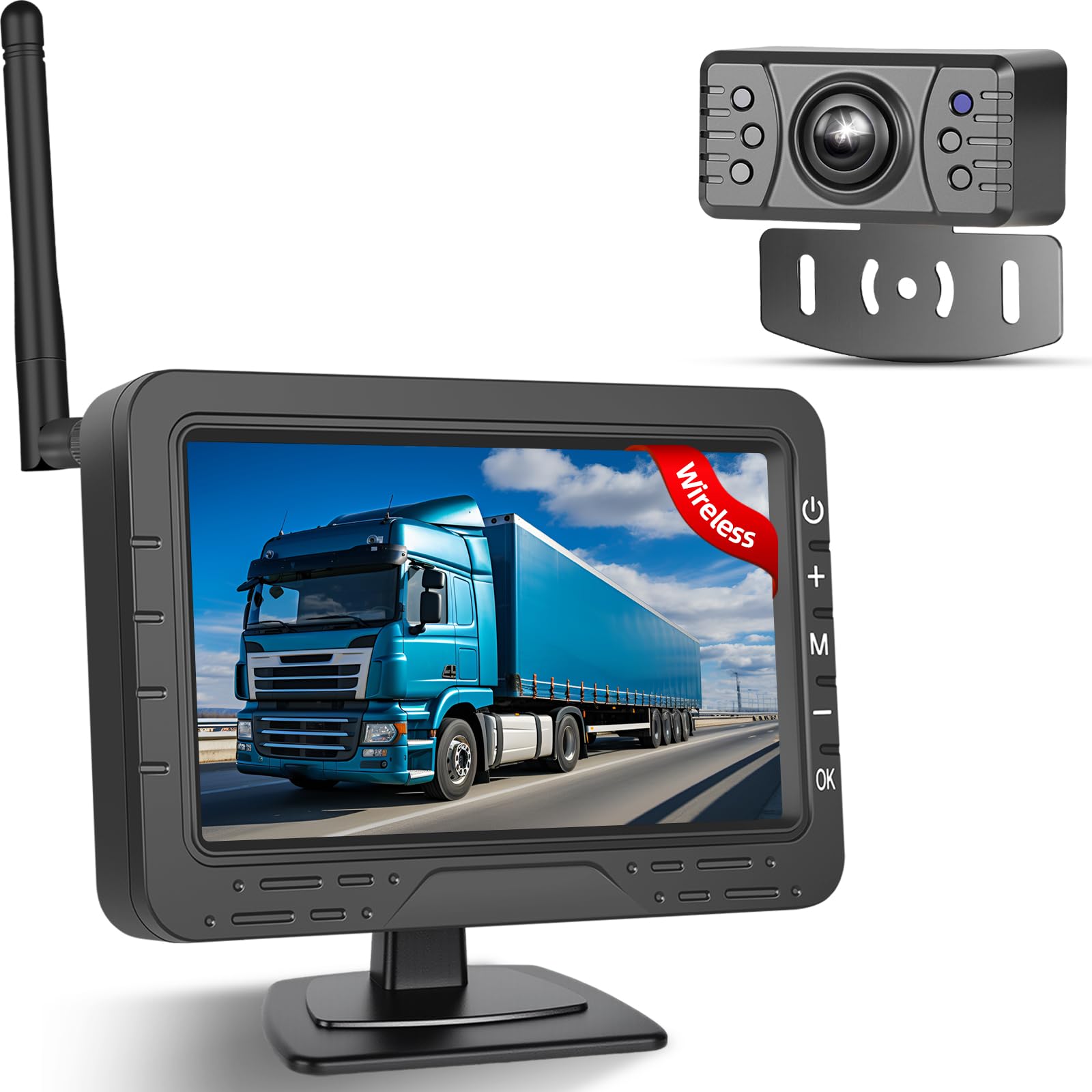 NHOPEEW Kit telecamera di retromarcia wireless da 4,3 pollici - Impermeabile IP68 / Visione notturna/Ampio angolo di visione Linea di retromarcia per auto, camion, rimorchi, camper