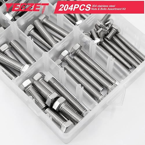 Vista 11 de YEEZET Kit de 579 tornillos y tuercas 1/4-20 5/16-18 3/8-16 de acero inoxidable 18-8 resistentes tornillos hexagonales tuercas arandelas kit