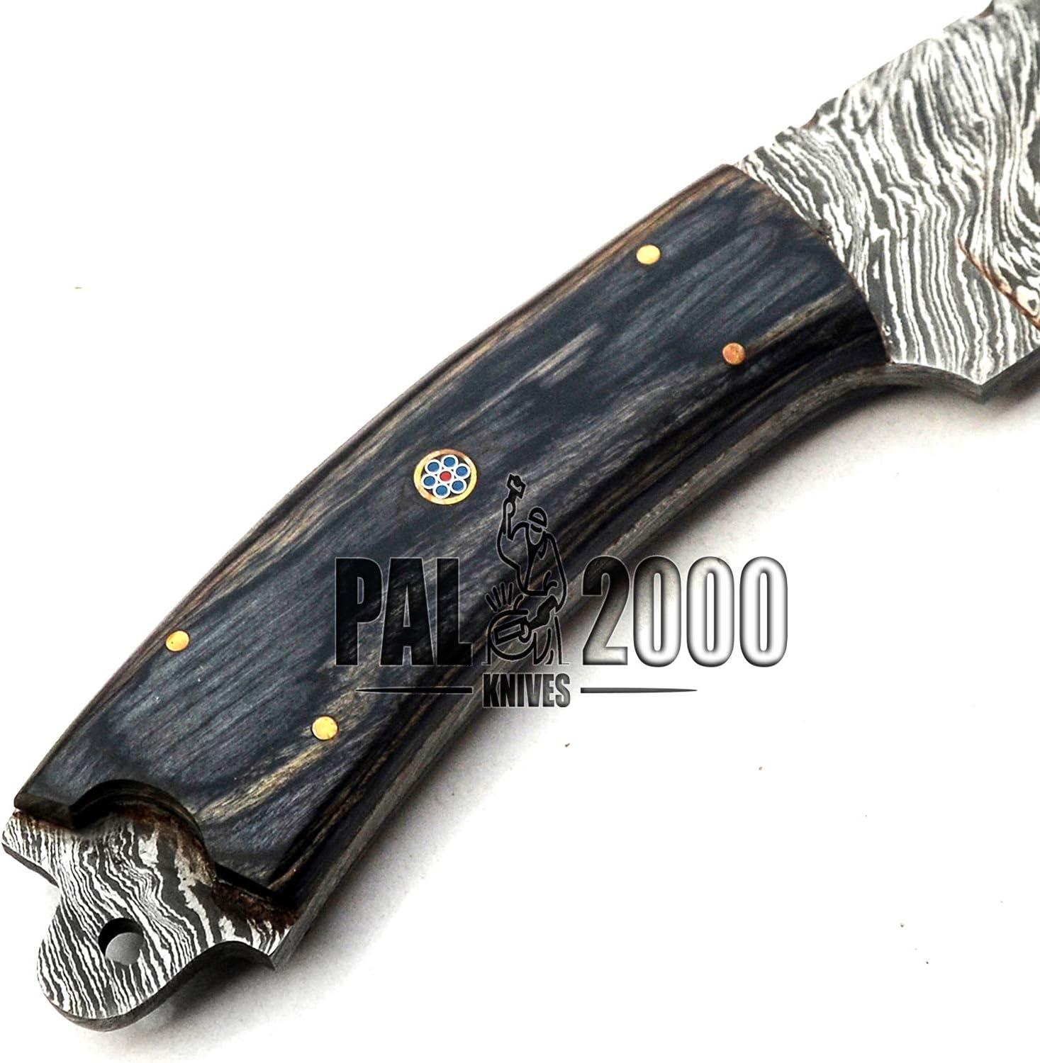 PAL 2000 KNIVES BOW-9684 Custom Forged Damascus Steel Fixed Blade Hunting Knife with Sheath