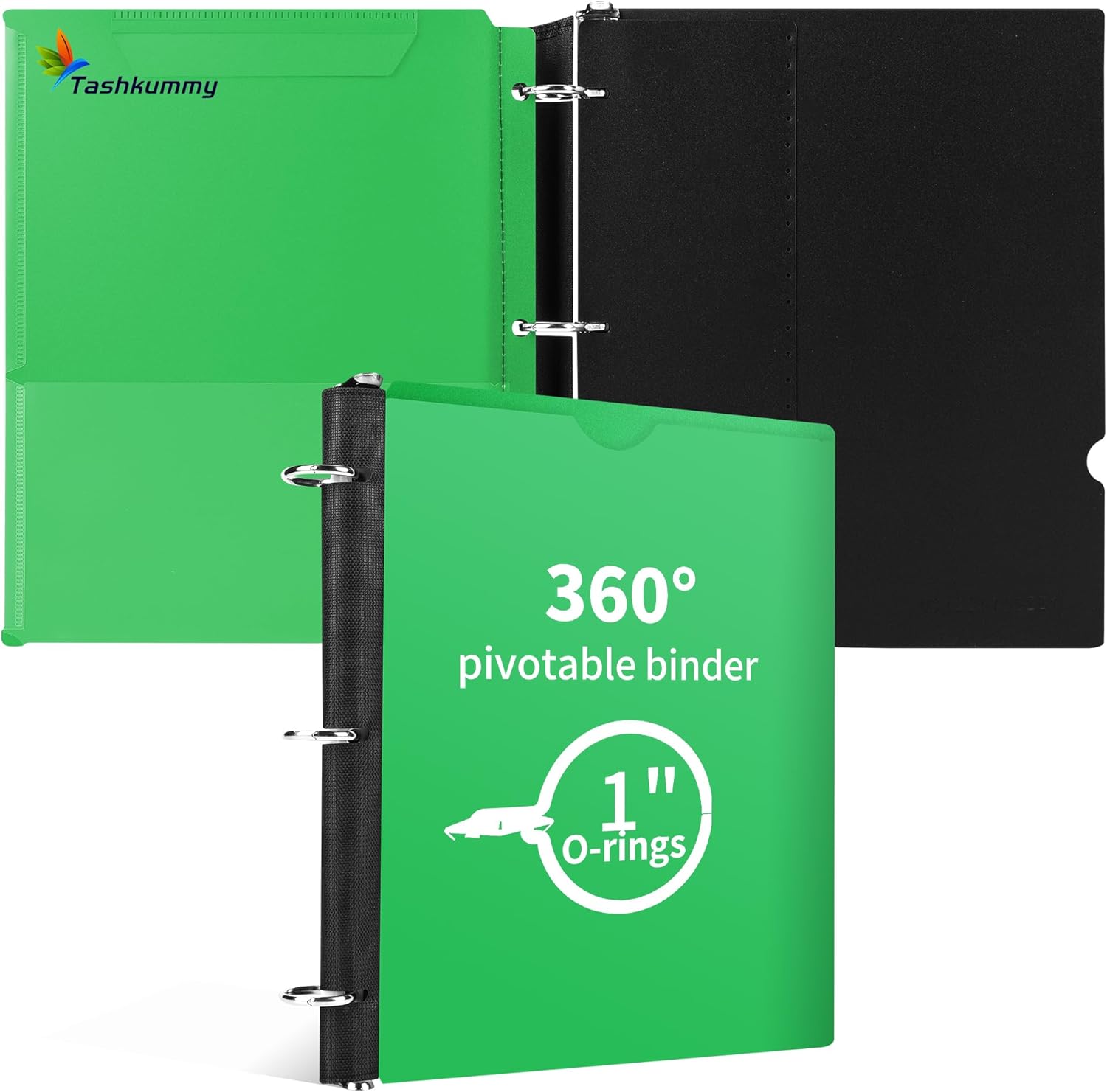360° Pivotable 3 Ring Binder, Upgraded Foldable Binders 1 inch 4 Pack, Thin Small Three Ring Binder Fits 8.5" x 11", for Home, School and Office Binders Supplies
