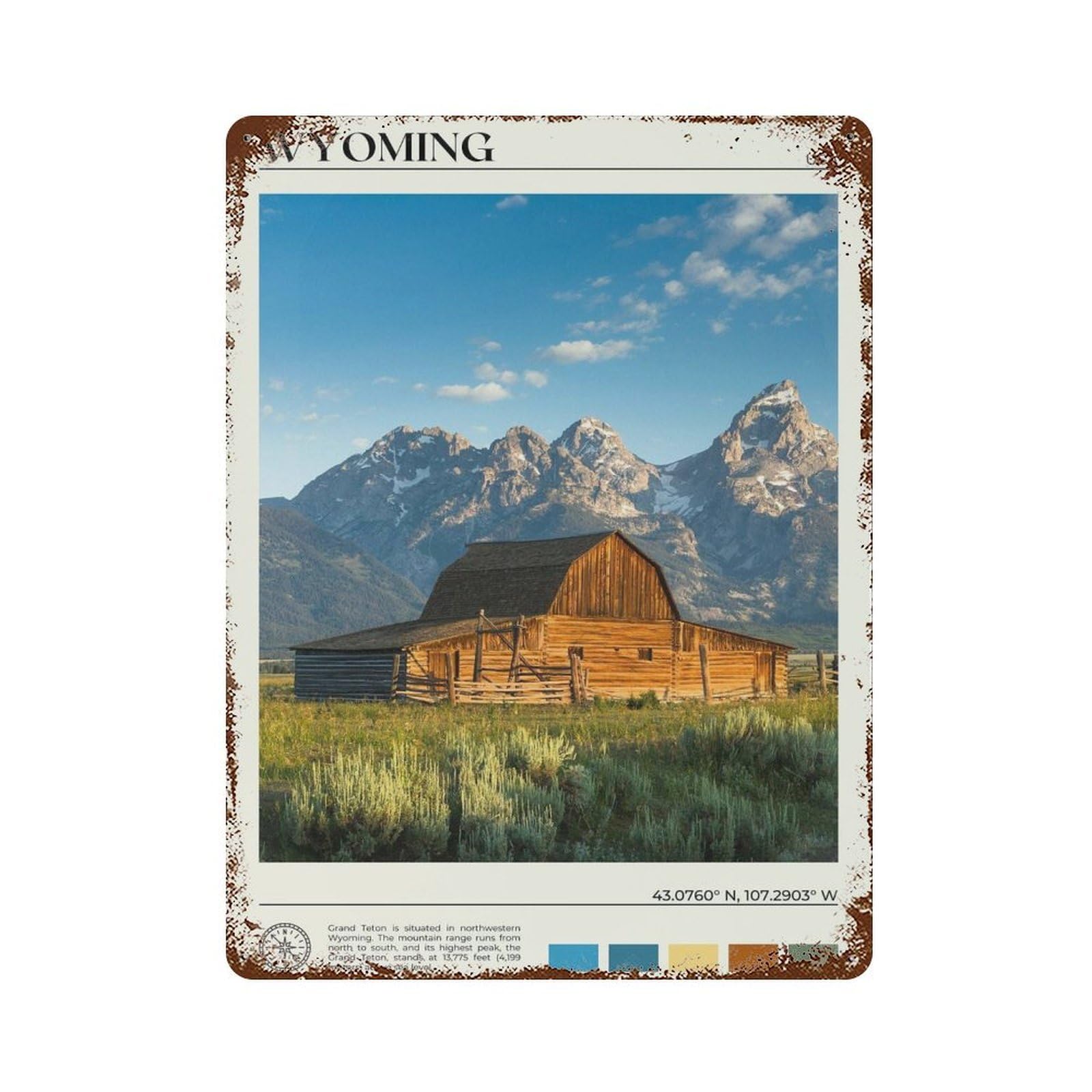 xiaoxiaoshen Real Photo Wyoming Decor United States Wall Decor Art Metal Tin Poster Modern Home Decor Art Home Bar Shop Decorations Vintage Sign 40x30cm