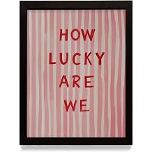 How Lucky Are We Wall Art, Music Poster for Preppy Decor, Coquette Canvas Wall Art, Positive Wall Prints, Bedroom Wall Decor for Teen Girl 11x14, Rolled Canvas
