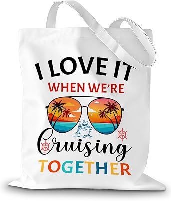 Family Vacation Canvas Tote Bag, Friends Family Couples Matching Cruise Travel Tote Bag, Cruisin Together Reusable Grocery Shopping Bags for Women Men
