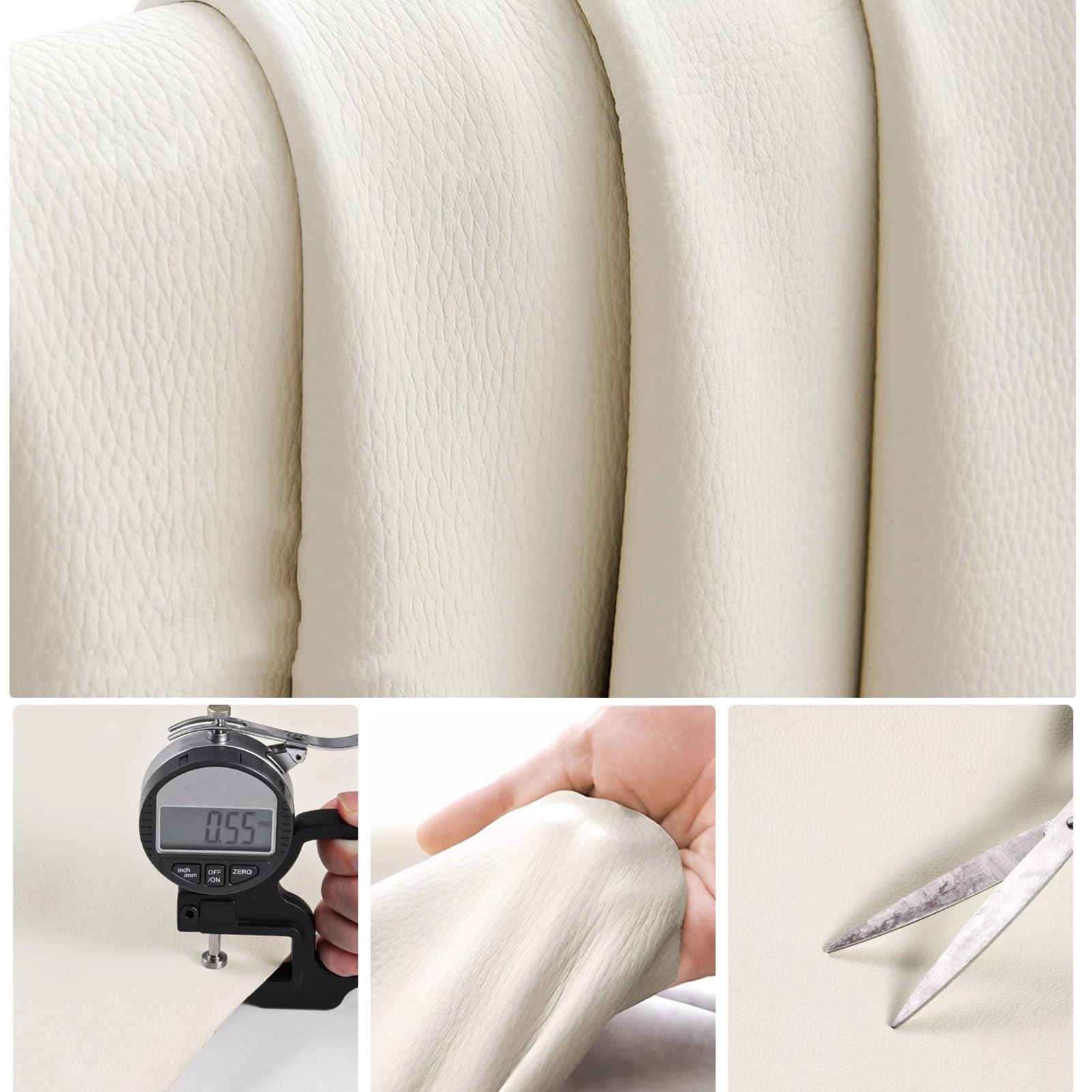 Kunstleder Selbstklebend Weißes Leder Patches Für Nacht, DIY Schneidbare Selbstklebendes Leder Reparatur Patch Für Sofa Möbel Couch Stuhl Handtasche(500x30cm)
