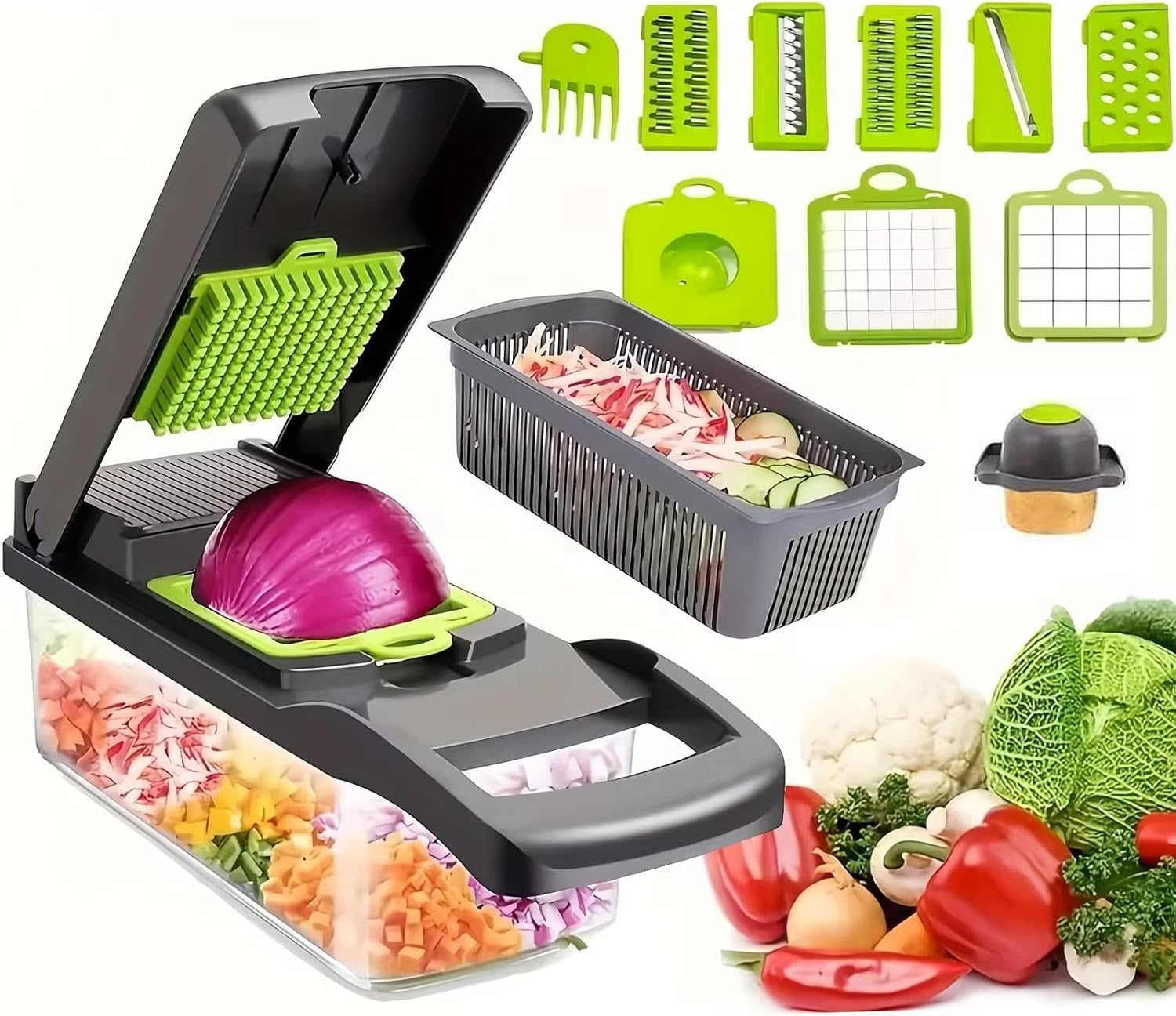Reviewing the 14-in-1 Vegetable Chopper with Container, Manual Onion Cutter, non-electric Food Veggie Chopper Mandoline Slicer, Vegetable Dicer for Cooking Enthusiasts Kitchen Gadgets Tools Multi-Blade – Your New Kitchen Essential for USA Homes! Review USA 2025