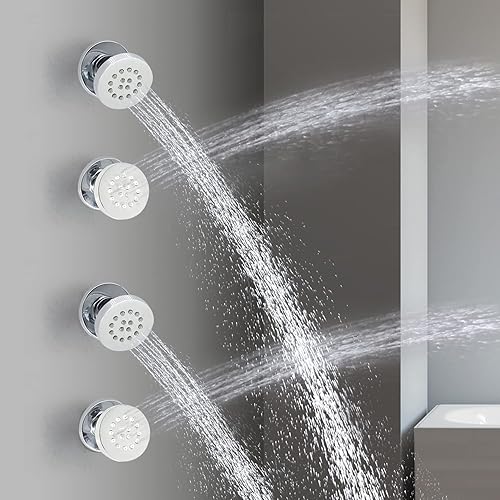 Miniatura 65 de HOMEDEC - Paquete de 6 chorros redondos de latón cepillado para masajes cuadrados de 2 pulgadas