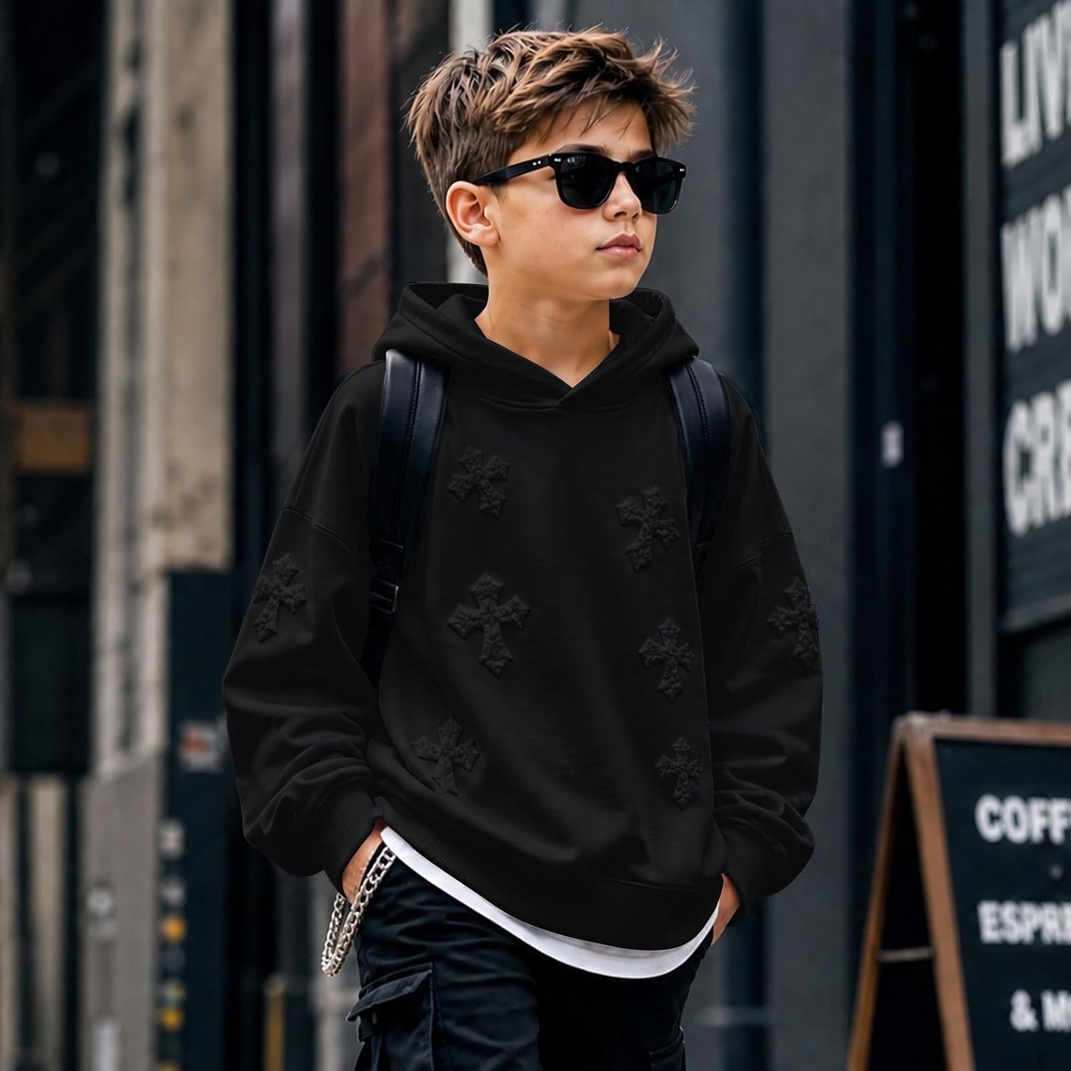 Boys Christian Hoodie Kids Religious Jesus Hoodies Faith Cross Graphic Sweatshirts Streetwear Design Pullovers Tops