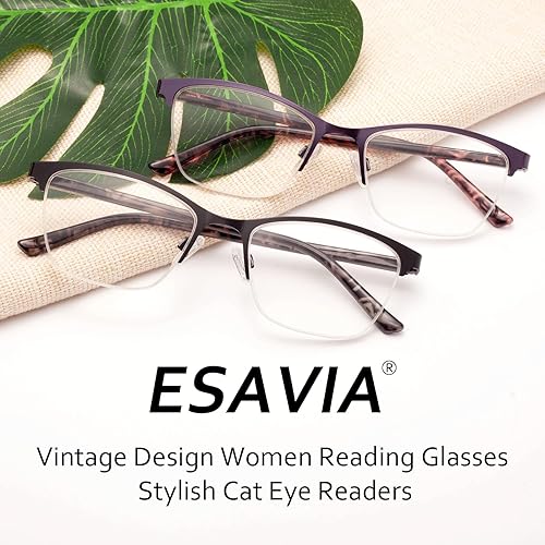 Miniatura 6 de Oprah - Lentes de lectura de metal con marco de bisagra de resorte para mujer, lentes de lectura con diseño de ojo de gato de Oprah con protección