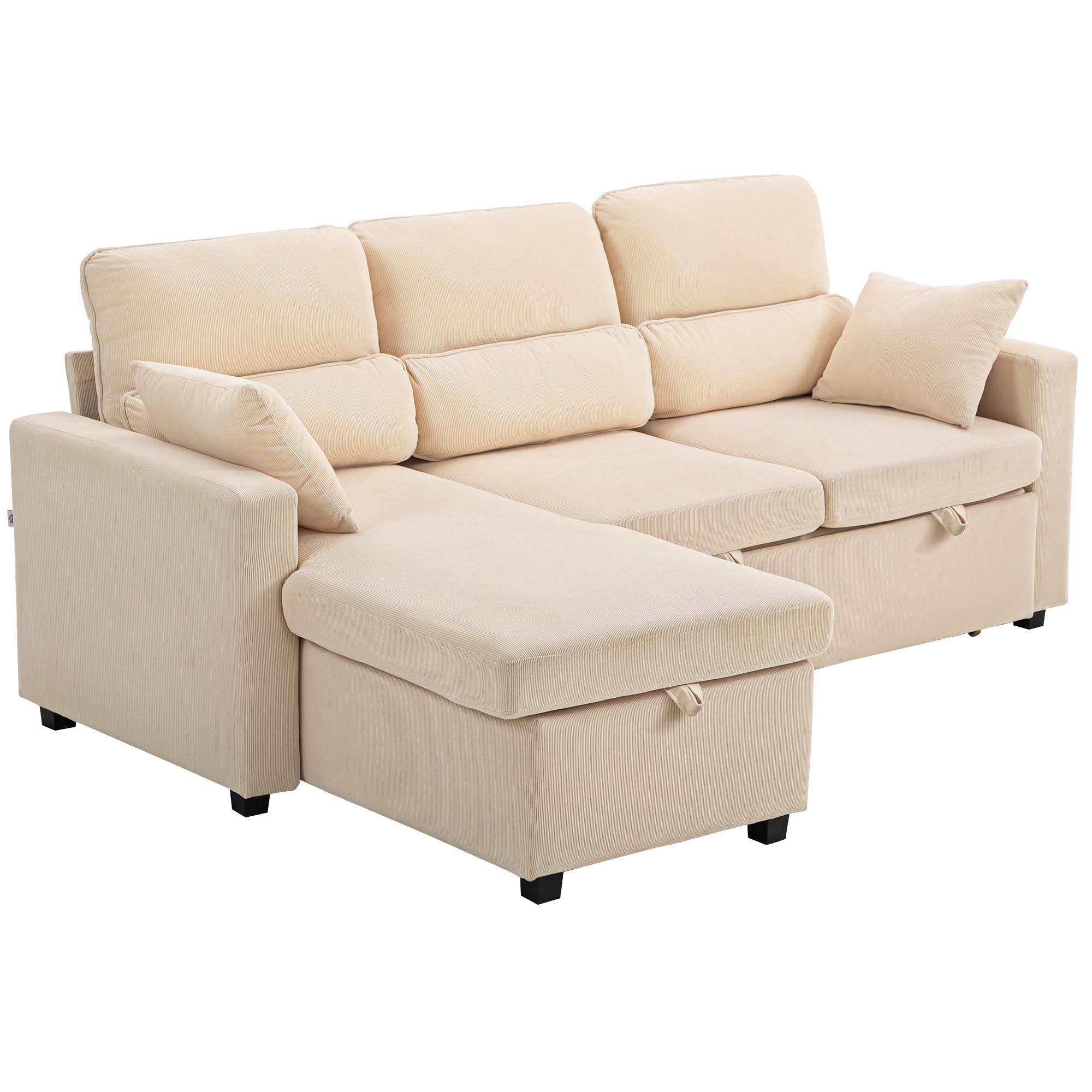HOMCOM Verstellbares Bettsofa – L-förmiges Gästesofa mit Bettfunktion, Stauraum, Kissen