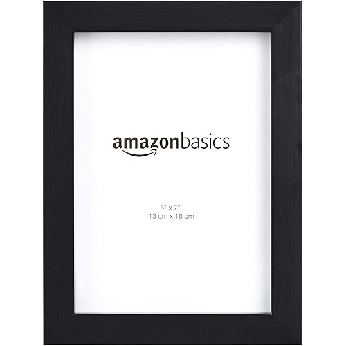 Amazon Basics Rectangular Photo Picture Frame, 5" x 7", Pack of 2, Black