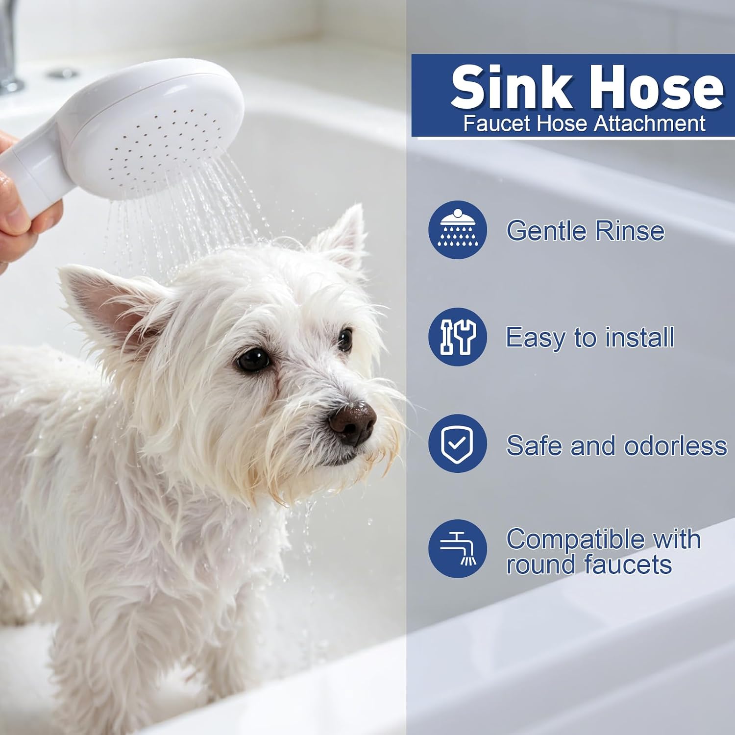Dog Shower Hose Attachment for Faucet - 6.5ft Sink Hose for Bathtub Faucet image 3