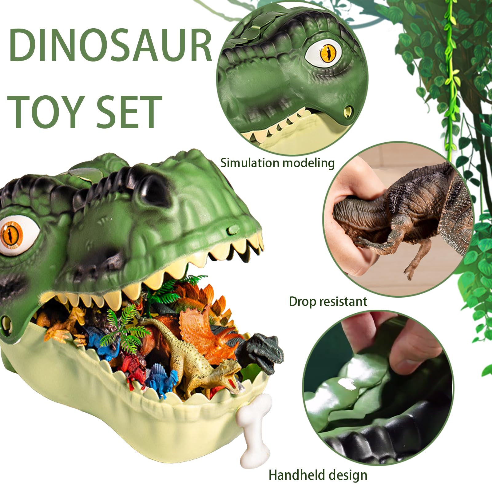 LUKIUP 46 Pcs Dinausore Jouet, Figurines de Dinosaures Comprend Dino Aufbewahrungsbox, Le Monde des Dinosaures Jouets, Jouets Cadeau pour Enfants 3 4 5 6 Ans
